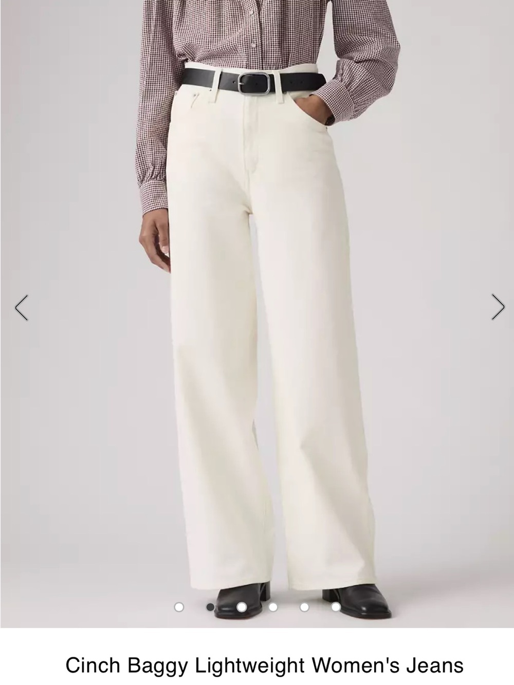 Levi's Cream High-Rise Wide-Leg Jeans